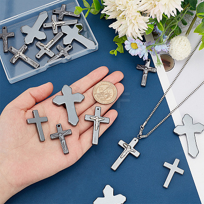24Pcs 4 Styles Non-magnetic Hematite Pendants Sets G-PH0002-20-1