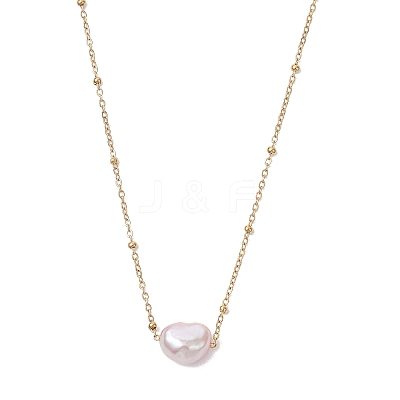 Natural Cultured Freshwater Pearl Potato Pendant 304 Stainless Steel Satellite Chain Necklaces for Women NJEW-JN05770-1