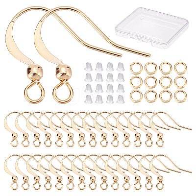 50Pcs Real 18K Gold Plated Brass Horizontal Loop French Earring Hooks KK-CN0001-81-1