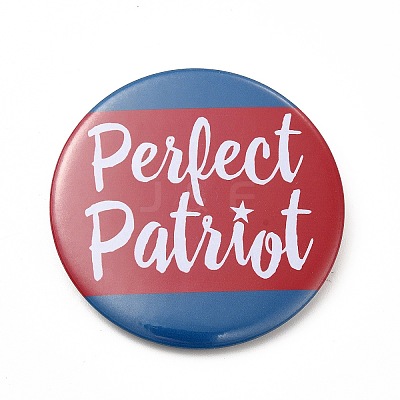 Independence Day Flat Round Tinplate Badge Pins JEWB-G021-01H-1