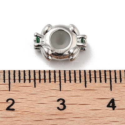 Brass Micro Pave Green Cubic Zirconia Beads KK-K361-05P-1