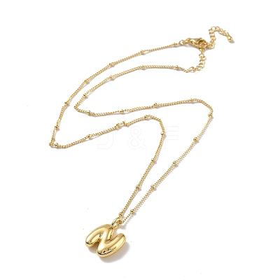 Initial Letter Brass Pendant Necklace LS-NJEW-A015-21G-N-1