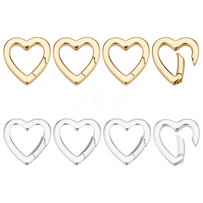 8Pcs 2 Colors Brass Spring Gate Rings KK-PH0013-93-1