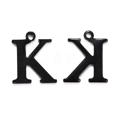 304 Stainless Steel Alphabet Charms STAS-H122-K-EB-1