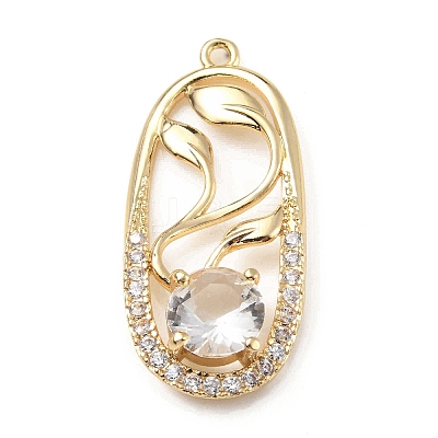 Brass with K9 Glass & Rhinestone Pendants KK-C024-05KCG-02-1
