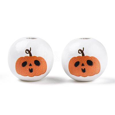 Halloween Theme Wood European Beads WOOD-N016-04A-1