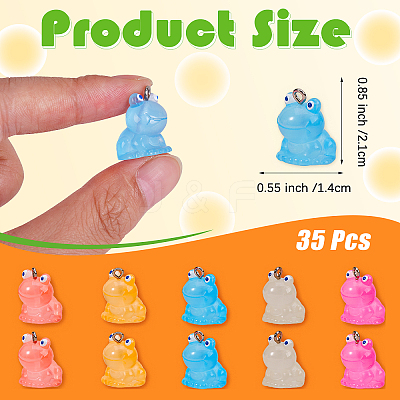 35Pcs 7 Colors Transparent Resin Pendants Colorful Fluorescent Little Frog Pendant Creative Jewelry Accessories JX855A-1