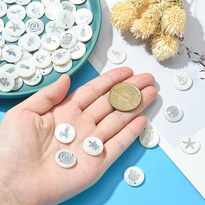 Natural Freshwater Shell Pendants SHEL-CJ0001-05-1
