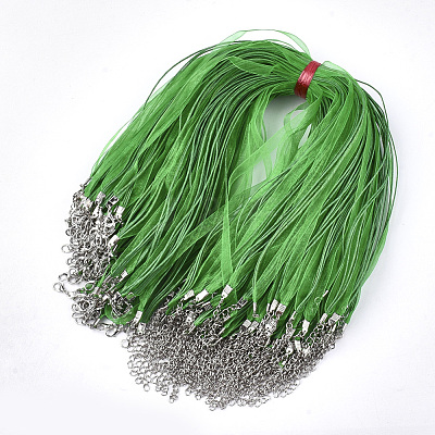 Waxed Cord and Organza Ribbon Necklace Making NCOR-T002-239-1