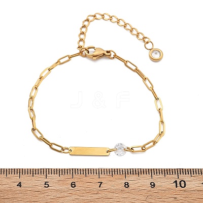 304 Stainless Steel Paperclip Chain Bracelets BJEW-A035-04G-02-1