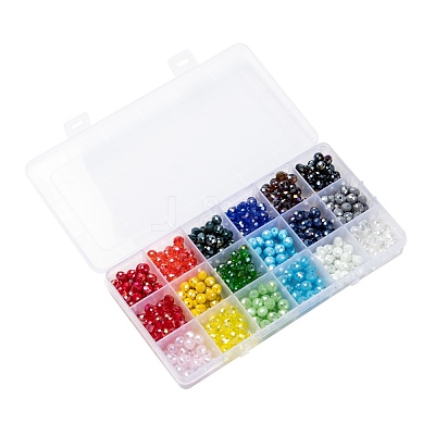 18 Colors Electroplate Glass Beads EGLA-X0006-03B-8mm-1