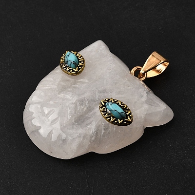 Natural Quartz Crystal & Synthetic Turquoise Pendants G-Z090-02G-01-1