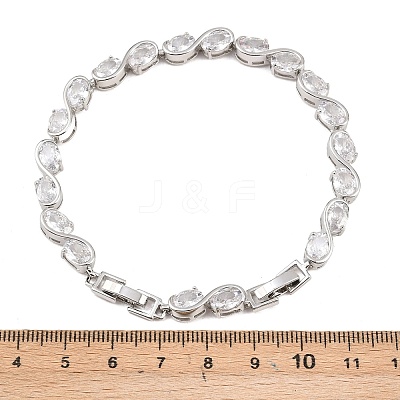 Platinum Tone Brass Micro Pave Cubic Zirconia Tennis Bracelets BJEW-B160-04P-05-1