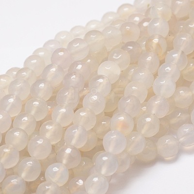 Dyed Natural White Agate Faceted Round Beads Strands G-E320B-8mm-06-1