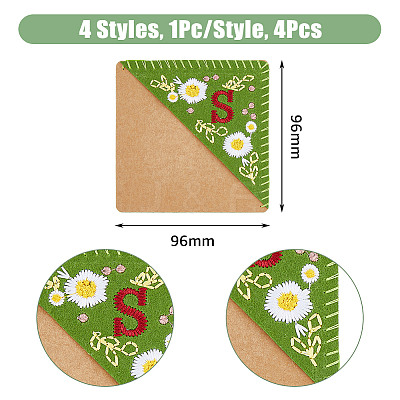 4Pcs 4 Style Felt Embroidery Bookmarks FIND-HY0003-46S-1