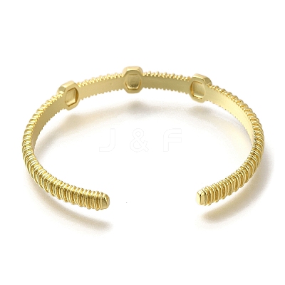 Rack Plating Brass Micro Pave Cubic Zirconia Cuff Bangles BJEW-P336-12G-1