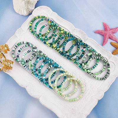Handmade Polymer Clay Heishi Surfer Stretch Bracelets Set BJEW-SW00099-04-1