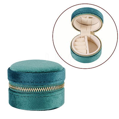 Portable Travel Round Velvet Jewelry Set Storage Zipper Boxes CON-TAC0001-11A-1