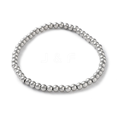 Non-Tarnish 316 Surgical Stainless Steel Round Beaded Stretch Bracelets BJEW-M305-01B-P-1