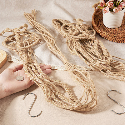2Pcs Handmade Macrame Polyester Plant Hanger AJEW-HS0001-48-1