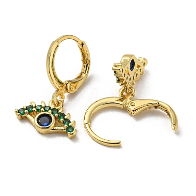 Real 18K Gold Plated Brass Dangle Leverback Earrings EJEW-A033-09G-02-1