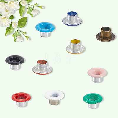 200 Sets 10 Colors Iron Grommet Eyelet Findings SCRA-GF0001-10B-04-1