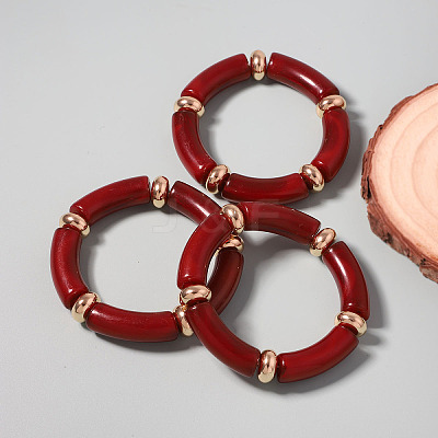 3Pcs Tube Alloy & Resin & CCB Plastic Beaded Strertch Bracelets for Women FS-WG2018E-02-1