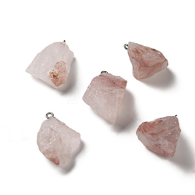 Raw Rough Natural Ferruginous Quartz Pendants G-A028-01F-1