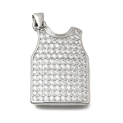 Brass Micro Pave Clear Cubic Zirconia Pendants CU-CBA108A-10P-1