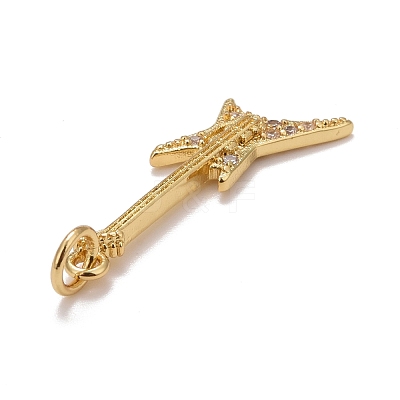 Rack Plating Brass Clear Cubic Zirconia Pendants KK-M229-44G-1