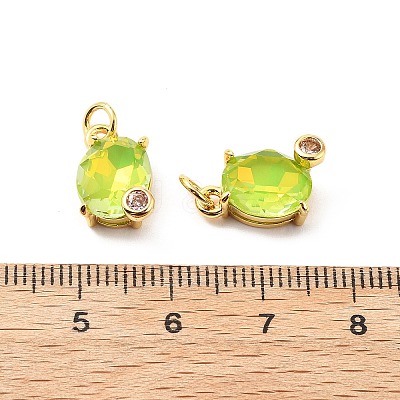 Oval Brass Micro Pave Cubic Zirconia Pendants KK-L237-020G-01-1