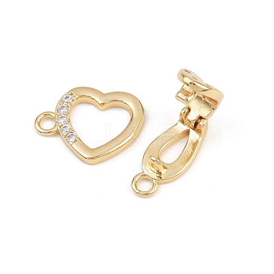 Brass Micro Pave Clear Cubic Zirconia Interlocking Clasps KK-C075-37G-1