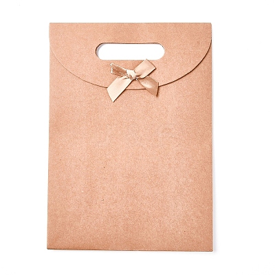 Kraft Paper Gift Bags with Ribbon Bowknot Design LS-CARB-WH0009-05C-1