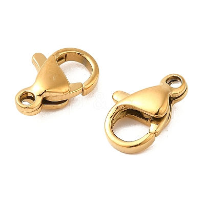 Ion Plating(IP) 304 Stainless Steel Lobster Claw Clasps X-STAS-AB10-G-01-1