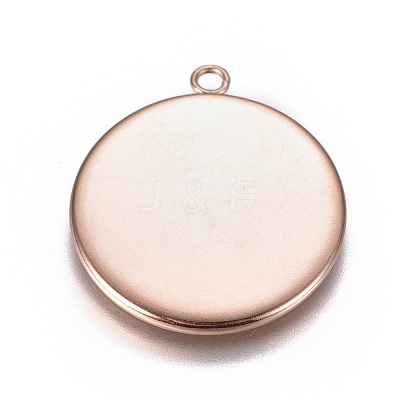 Ion Plating(IP) 304 Stainless Steel Pendant Cabochon Settings STAS-G127-13-25mm-RG-1