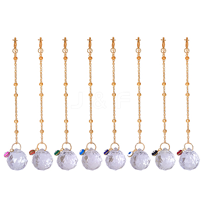 Evil Eye & Clear Teardrop Glass Car Pendant Decoration HJEW-AB00164-1