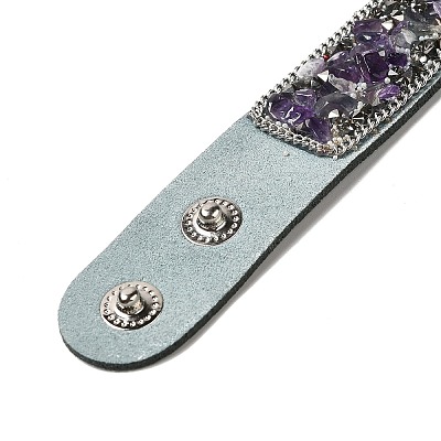 Faux Suede Snap Cord Bracelet LS-BJEW-F428-10-1