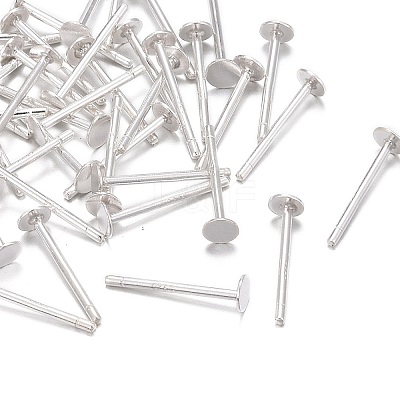 925 Sterling Silver Flat Pad  Stud Earring Findings STER-K167-045B-S-1