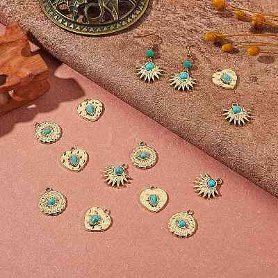 30Pcs 3 Styles Synthetic Turquoise Alloy Pendants FIND-SZ0002-82-1