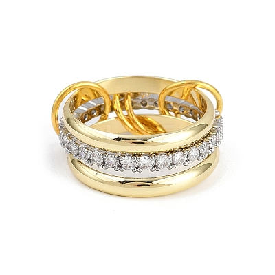 Brass Micro Pave Cubic Zirconia Finger Rings RJEW-D325-01PG-09-1