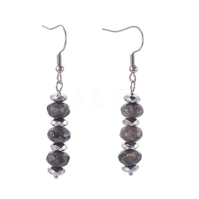 Natural Labradorite Dangle Earrings X-EJEW-JE02865-01-1