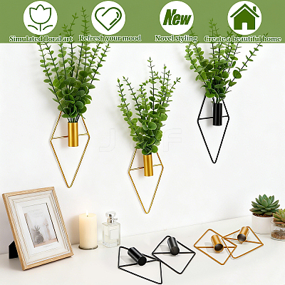 8Pcs 2 Styles Rhombus Iron Wall-mounted Vase AJEW-DR0002-97-1