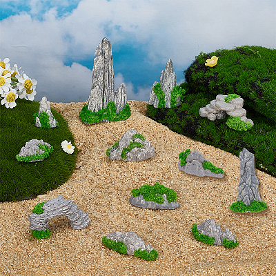 12Pcs 12 Styles Resin Mountain Ornaments DJEW-FG0001-41-1