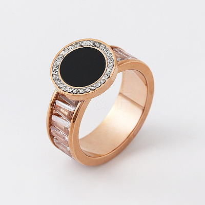 304 Stainless Steel Rhinestone Finger Rings for Women GE6101-10-1