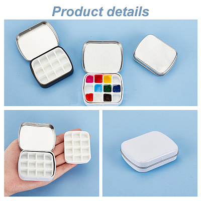 3 Sets 3 Colors Iron Watercolor Paints & Nail Polish Tins Storage Box AJEW-PH0011-08-WH-1