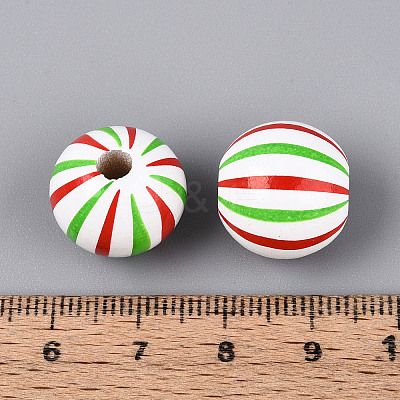 Spray Painted Schima Wood Beads WOOD-T032-36B-1