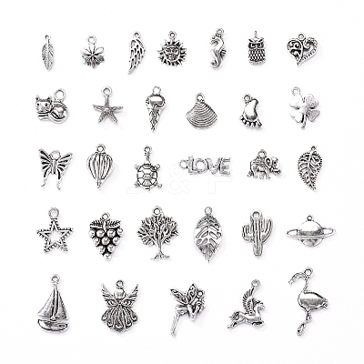 30Pcs 30 Styles Tibetan Style Alloy Pendants TIBEP-YW0001-28-1