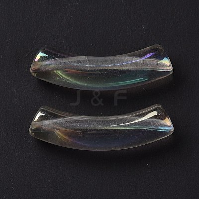 UV Plating Transparent Rainbow Iridescent Acrylic Beads OACR-A016-01M-1