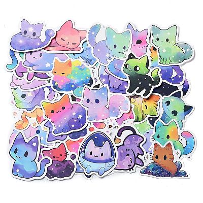 50Pcs PVC Waterproof Cat Stickers STIC-D001-01D-1