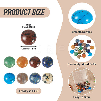 20Pcs Natural & Synthetic Mixed Gemstone Cabochons G-TA0002-76A-1